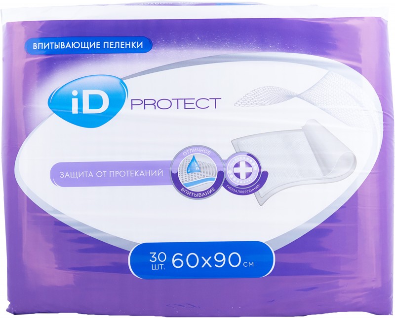 Пеленки одноразовые впитывающие iD Protect 60*90